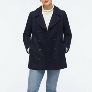 J. Crew Double Serge Wool Peacoat Navy Blue Size 6 Winter Neutral Office City